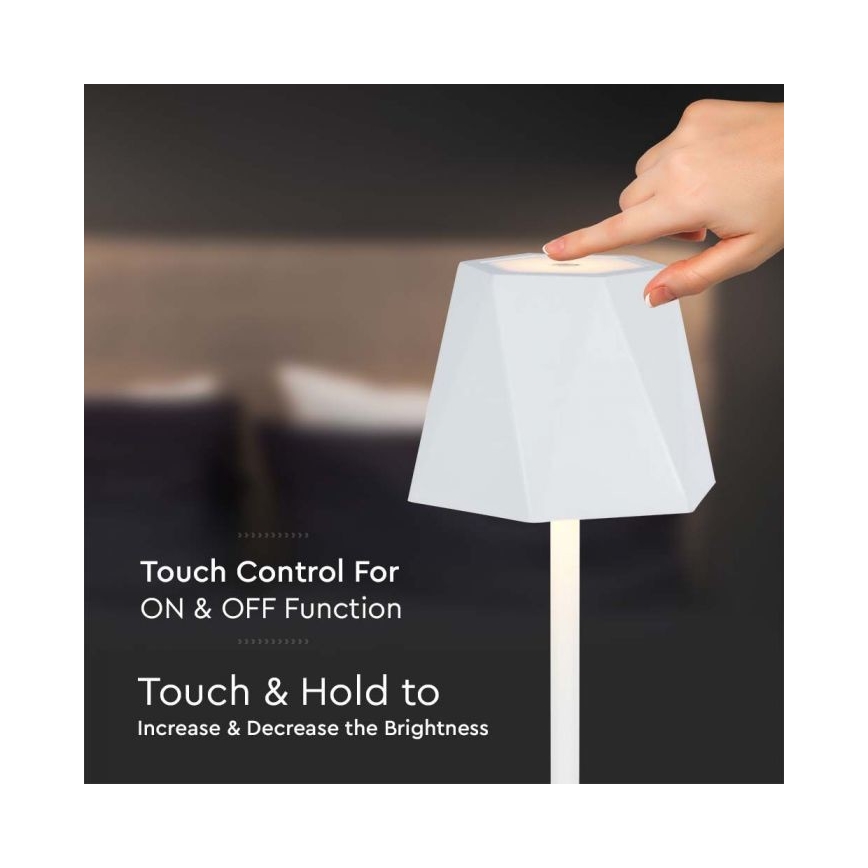LED Dimming rechargeable touch επιτραπέζια λάμπα LED/4W/5V 3000-6000K 1800 mAh λευκό