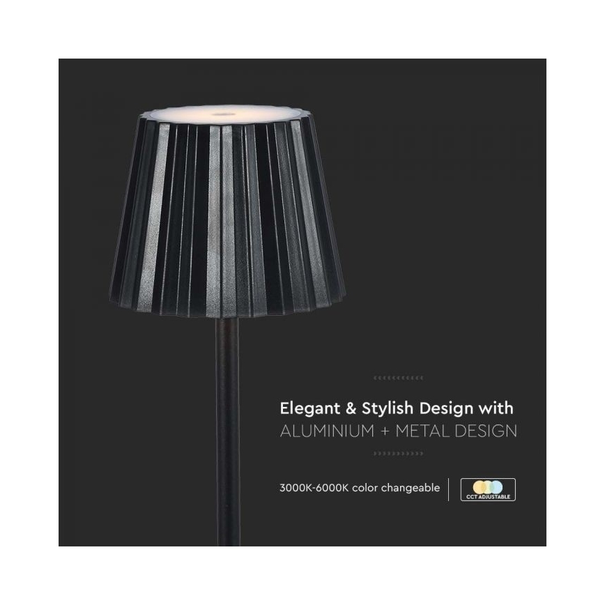 LED Dimming rechargeable touch επιτραπέζια λάμπα LED/4W/5V 3000-6000K 1800 mAh μαύρο