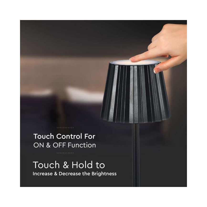 LED Dimming rechargeable touch επιτραπέζια λάμπα LED/4W/5V 3000-6000K 1800 mAh μαύρο