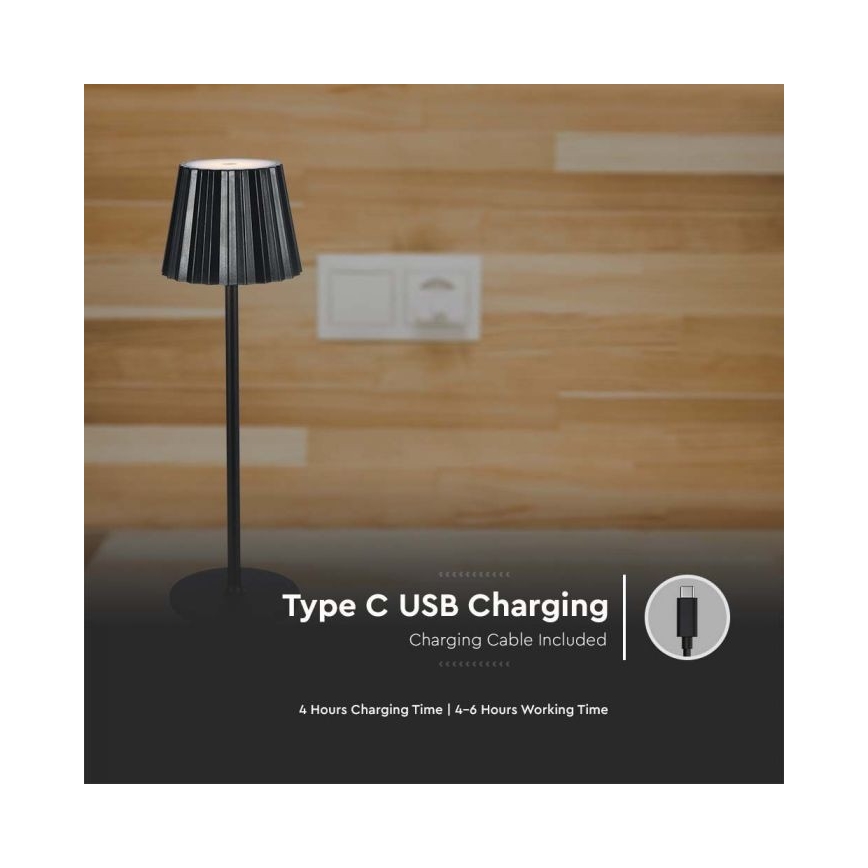 LED Dimming rechargeable touch επιτραπέζια λάμπα LED/4W/5V 3000-6000K 1800 mAh μαύρο