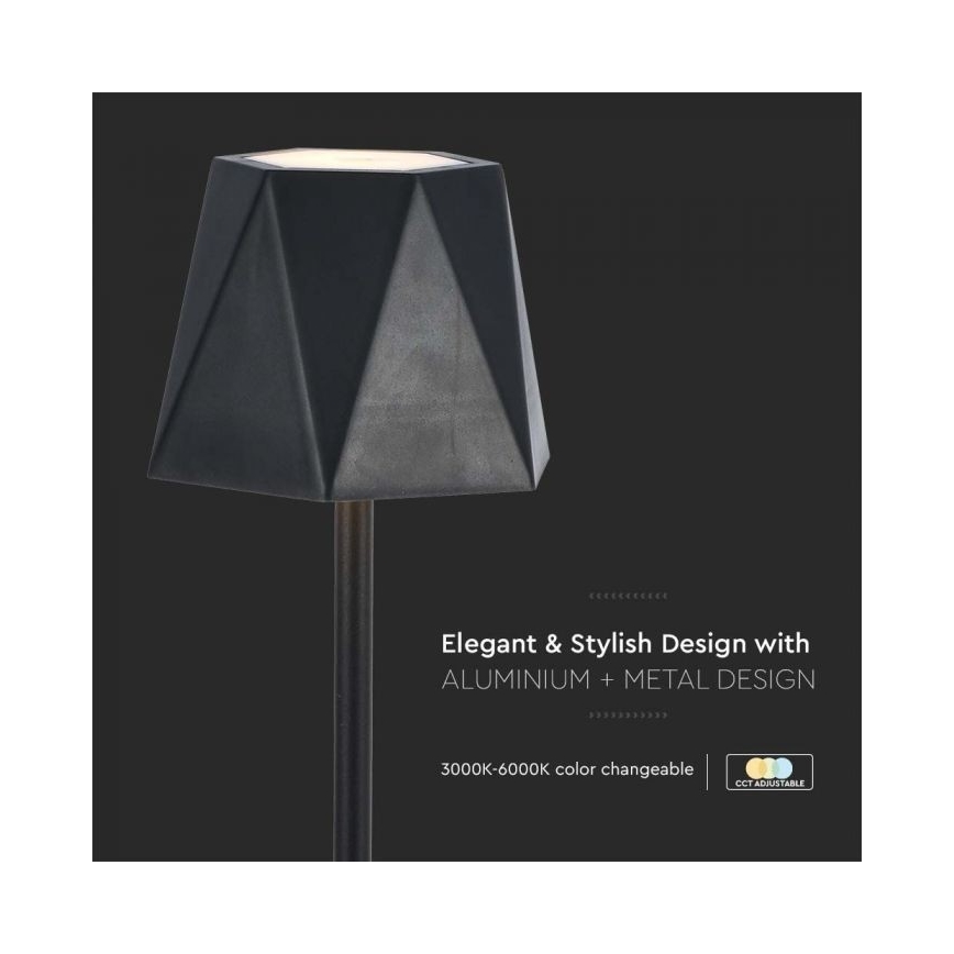 LED Dimming rechargeable touch επιτραπέζια λάμπα LED/4W/5V 3000-6000K 1800 mAh μαύρο