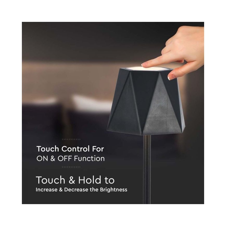 LED Dimming rechargeable touch επιτραπέζια λάμπα LED/4W/5V 3000-6000K 1800 mAh μαύρο