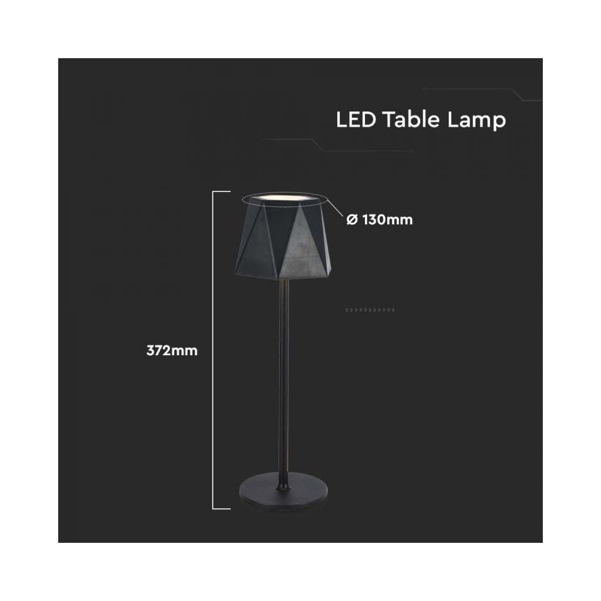 LED Dimming rechargeable touch επιτραπέζια λάμπα LED/4W/5V 3000-6000K 1800 mAh μαύρο