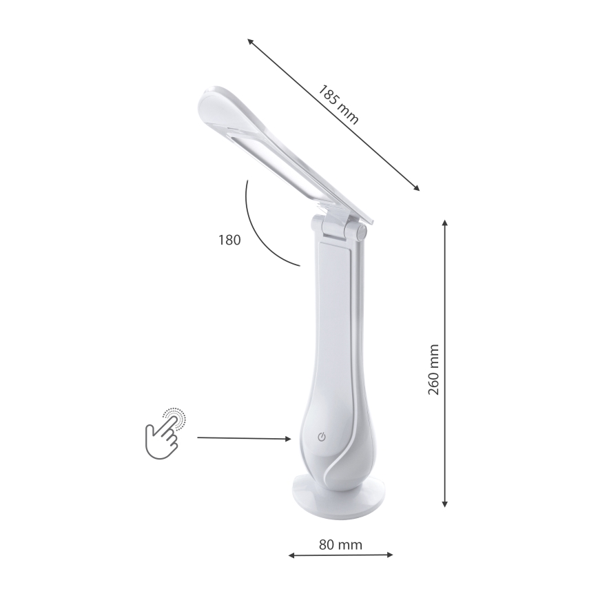 LED Επαναφορτιζόμενη επιτραπέζια λάμπα dimming LILLY LED/4W/5V 1200 mAh λευκό