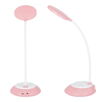 LED Επαναφορτιζόμενη επιτραπέζια λάμπα dimming VISUA LED/5W/5V 3000-5000K 1200 mAh ροζ