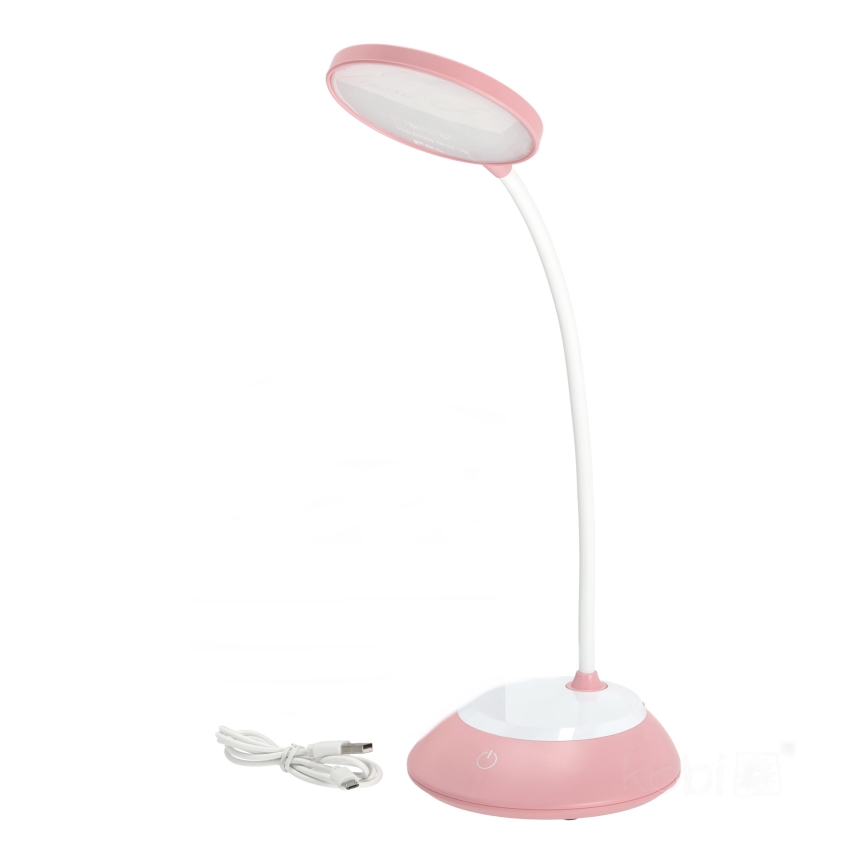 LED Επαναφορτιζόμενη επιτραπέζια λάμπα dimming VISUA LED/5W/5V 3000-5000K 1200 mAh ροζ