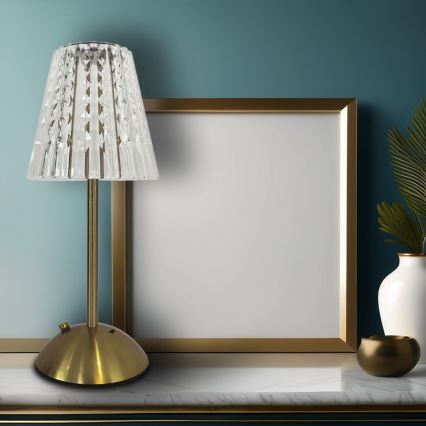 LED Επαναφορτιζόμενο επιτραπέζιο φωτιστικό αφής με ροοστάτη ELBA LED/1,6W/800 mAh 3000/4000/6000K χρυσό/διαφανές