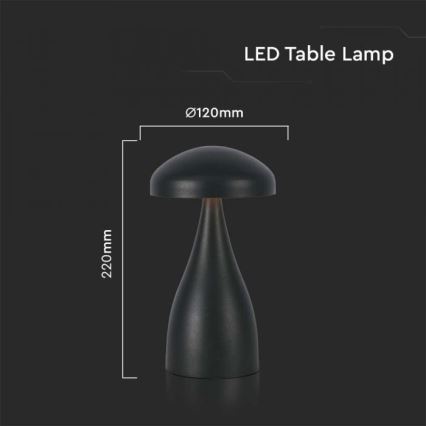 LED Επιτραπέζιο Φωτιστικό Αφής με Ρύθμιση Φωτεινότητας, Επαναφορτιζόμενο LED/1W/5V 3000-6000K 1800 mAh Μαύρο