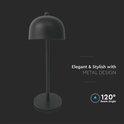 LED Επιτραπέζιο Φωτιστικό Αφής με Ρύθμιση Φωτεινότητας, Επαναφορτιζόμενο LED/1W/5V 3000-6000K 1800 mAh Μαύρο