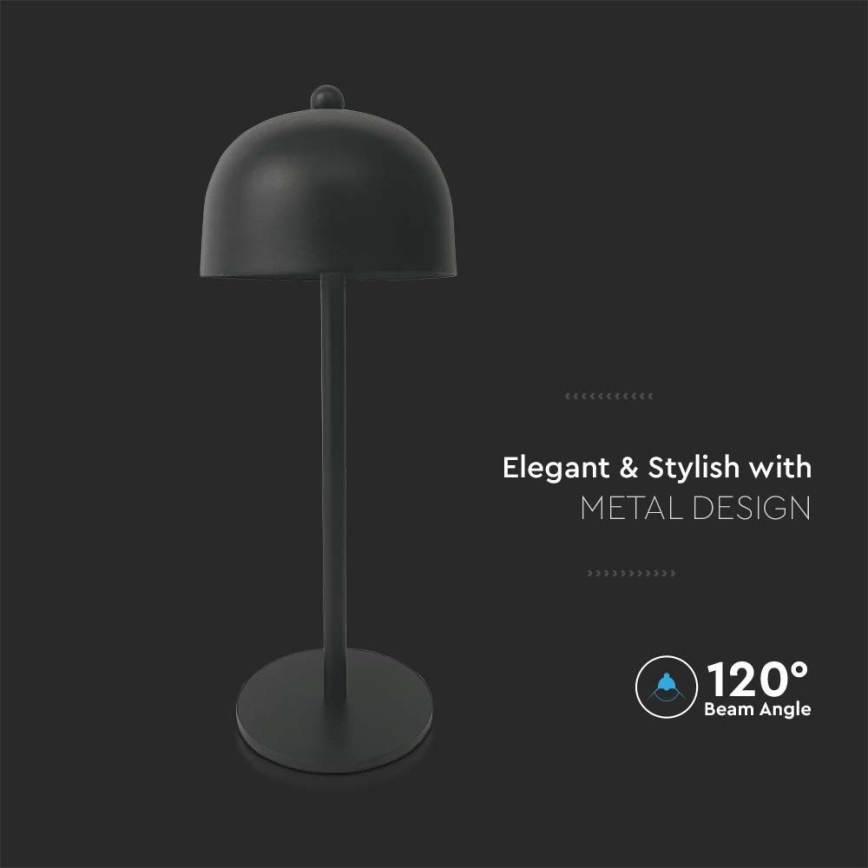LED Επιτραπέζιο Φωτιστικό Αφής με Ρύθμιση Φωτεινότητας, Επαναφορτιζόμενο LED/1W/5V 3000-6000K 1800 mAh Μαύρο