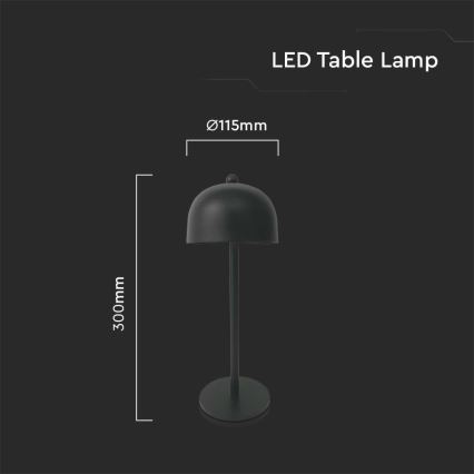 LED Επιτραπέζιο Φωτιστικό Αφής με Ρύθμιση Φωτεινότητας, Επαναφορτιζόμενο LED/1W/5V 3000-6000K 1800 mAh Μαύρο
