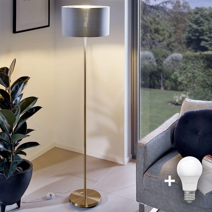 LED Επιδαπέδιο φωτιστικό TUNJA 1xE27/20W/230V Ø 30 cm χρυσό/γκρι