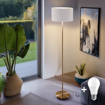 LED Επιδαπέδιο φωτιστικό TUNJA 1xE27/20W/230V, διάμ. 38 εκ., χρυσό/λευκό