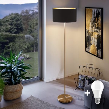 LED Επιδαπέδιο φωτιστικό TUNJA 1xE27/20W/230V διάμ. 38 εκ. χρυσό/μαύρο