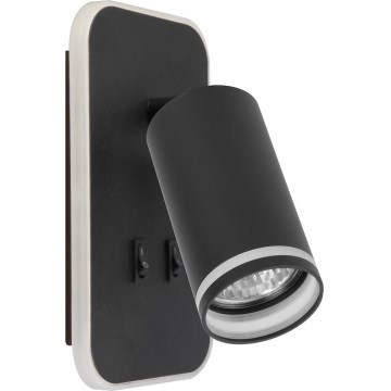 LED Επιτοίχιο Σποτ PIPE 1xGU10/10W/230V + LED/6W μαύρο