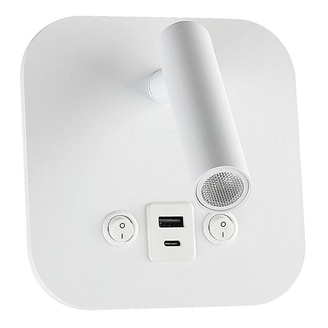 LED Επιτοίχιο σποτ με θύρα USB LED/8W/230V 3000K λευκό