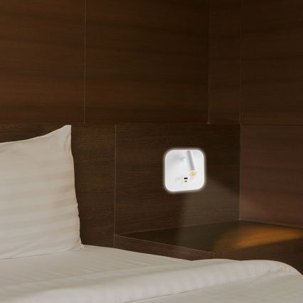 LED Επιτοίχιο σποτ με θύρα USB LED/8W/230V 3000K λευκό