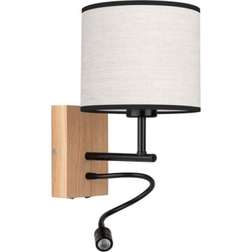 LED Επιτοίχιο φωτιστικό BOHO 1xE27/25W/230V + LED/1W/230V δρυς