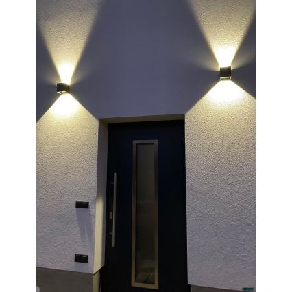 LED Επιτοίχιο φωτιστικό εξωτερικού χώρου 2xLED/3W/230V IP54 ανθρακί