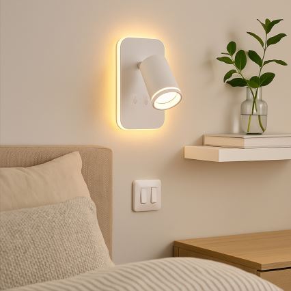 LED επιτοίχιο φωτιστικό σποτ PIPE 1xGU10/10W/230V + LED/6W λευκό