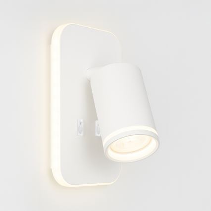 LED επιτοίχιο φωτιστικό σποτ PIPE 1xGU10/10W/230V + LED/6W λευκό