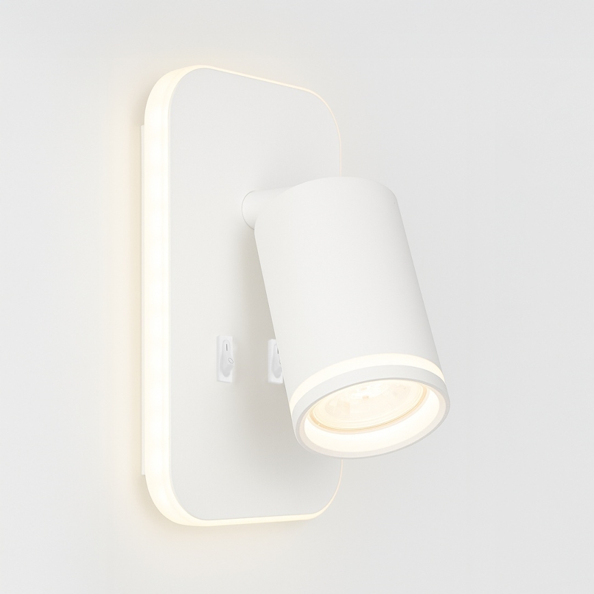 LED επιτοίχιο φωτιστικό σποτ PIPE 1xGU10/10W/230V + LED/6W λευκό