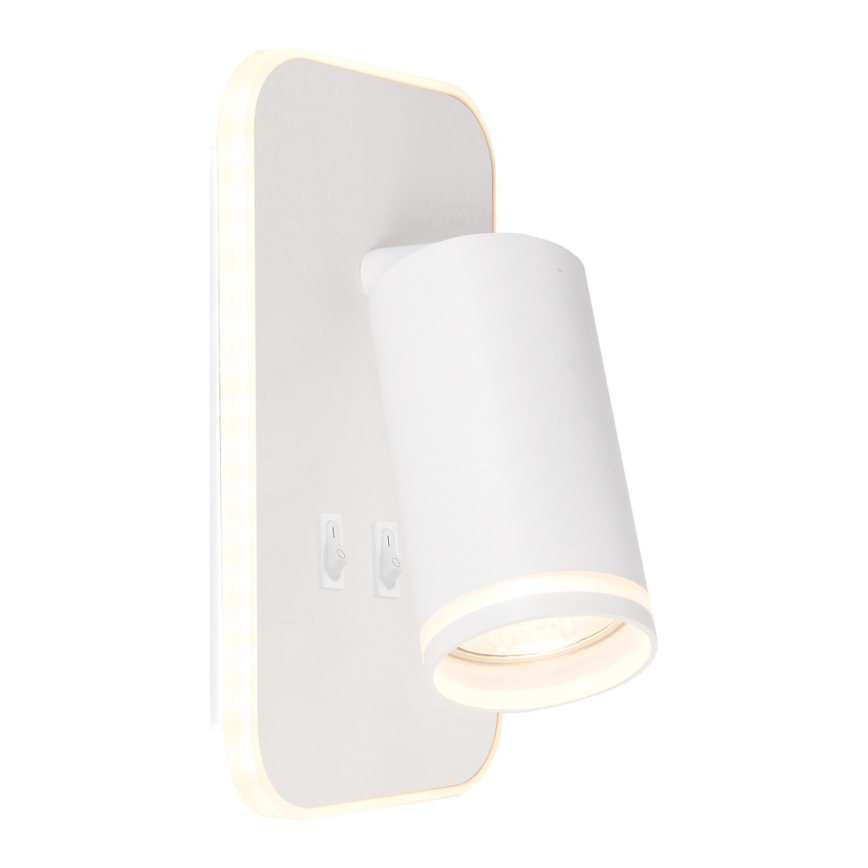 LED επιτοίχιο φωτιστικό σποτ PIPE 1xGU10/10W/230V + LED/6W λευκό