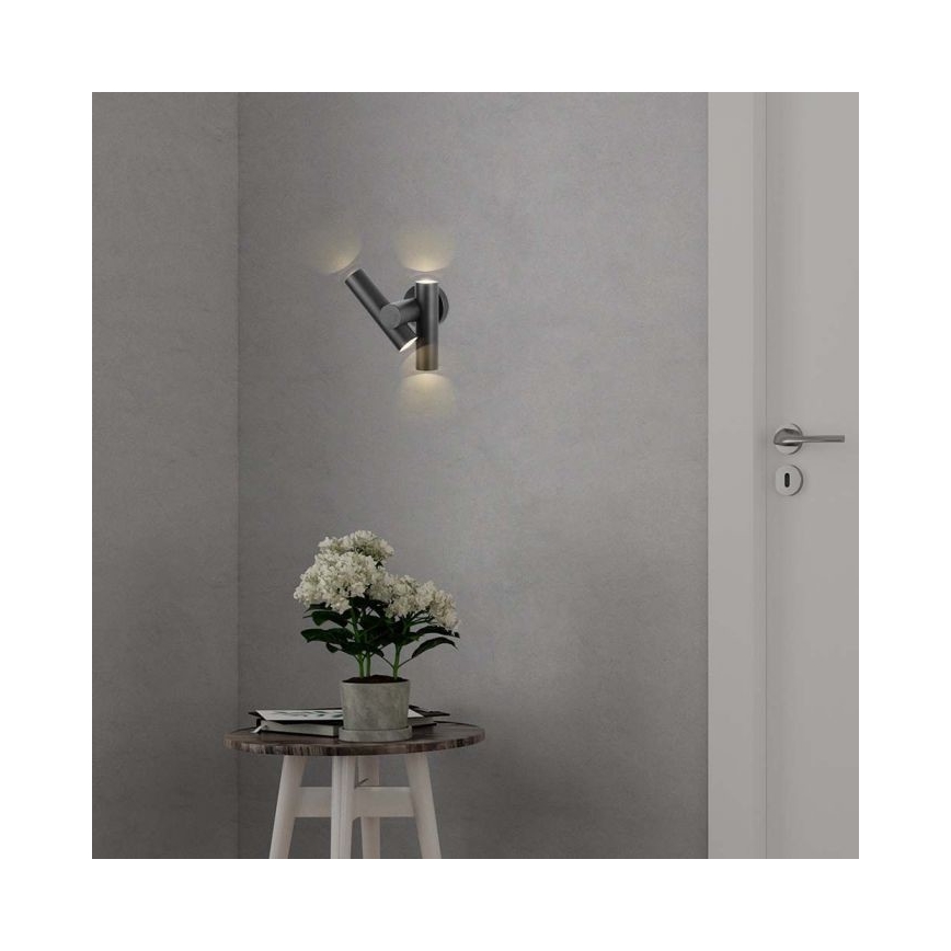 LED Εξωτερικού χώρου wall flexible φωτιστικό σποτ 2xLED/3W/230V 3000K IP44 μαύρο