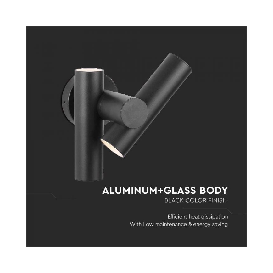 LED Εξωτερικού χώρου wall flexible φωτιστικό σποτ 2xLED/3W/230V 3000K IP44 μαύρο