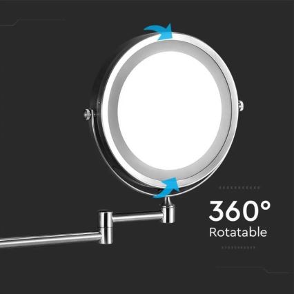 LED Επιτοίχιος καθρέφτης μακιγιάζ LED/3W/6V IP44