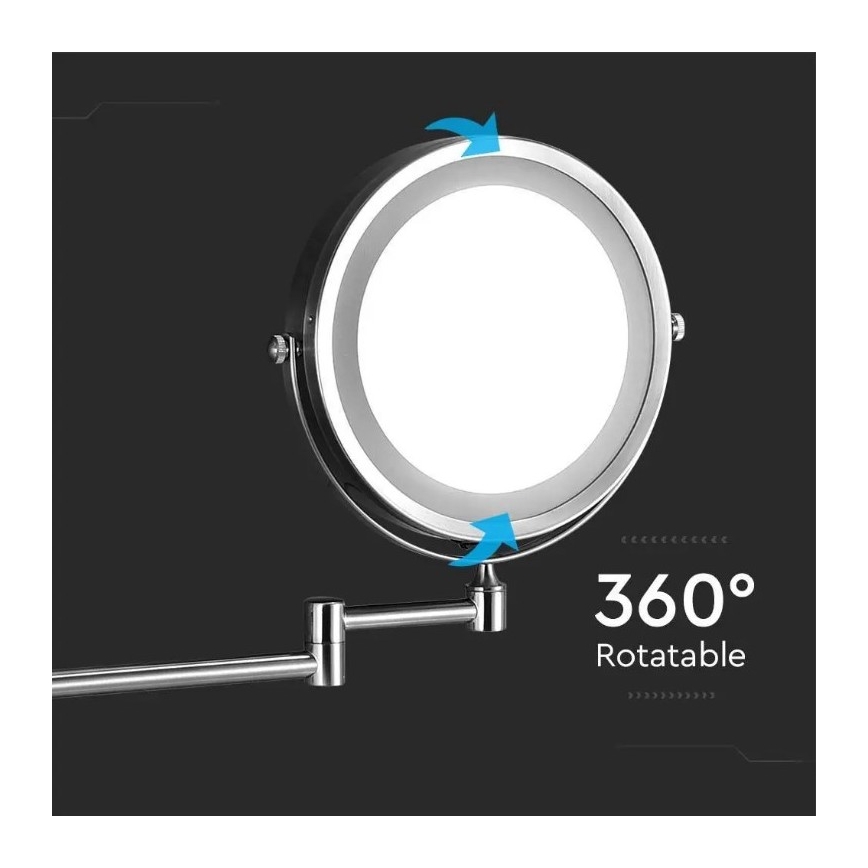 LED Επιτοίχιος καθρέφτης μακιγιάζ LED/3W/6V IP44