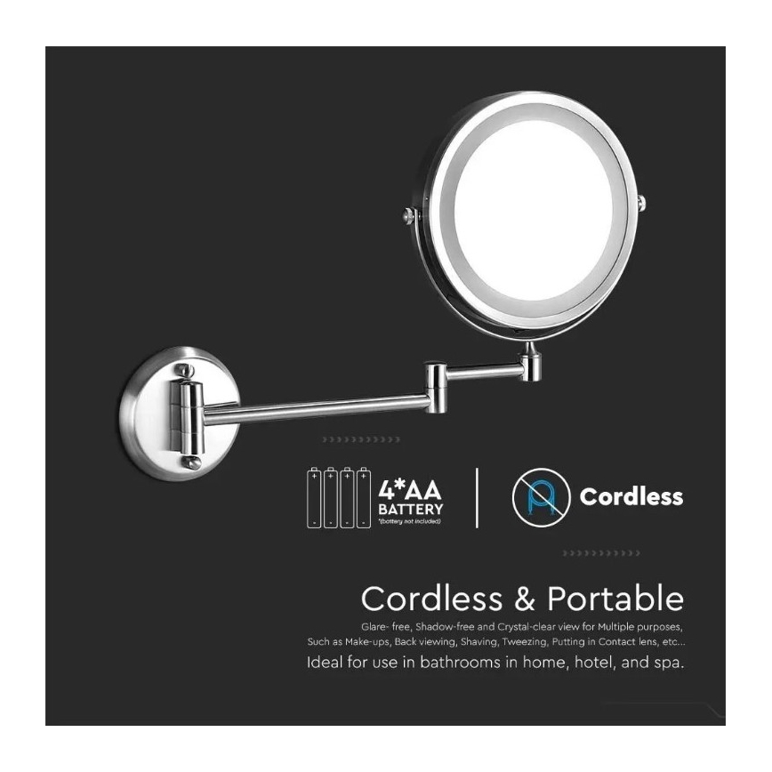 LED Επιτοίχιος καθρέφτης μακιγιάζ LED/3W/6V IP44