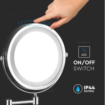 LED Επιτοίχιος καθρέφτης μακιγιάζ LED/3W/6V IP44