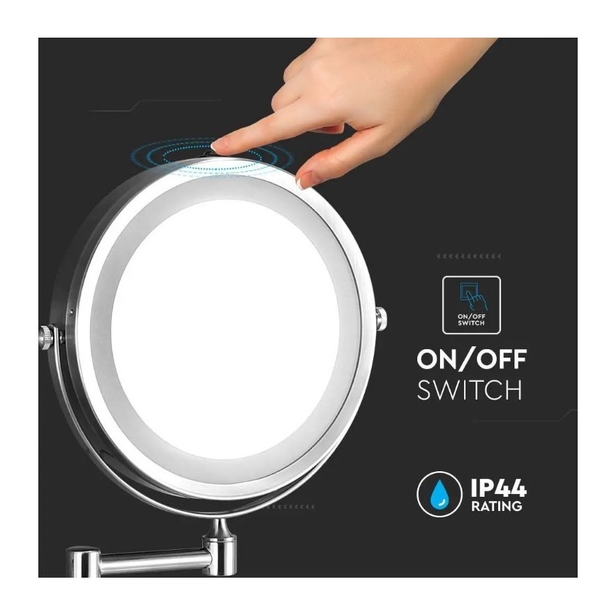 LED Επιτοίχιος καθρέφτης μακιγιάζ LED/3W/6V IP44