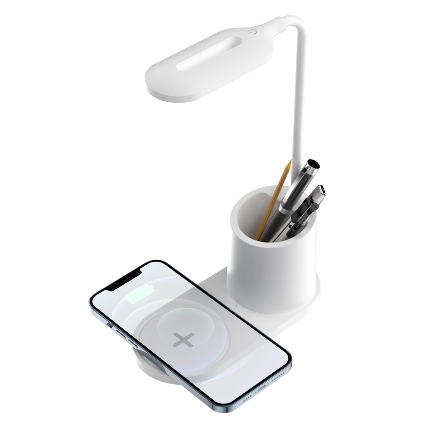 LED Επιτραπέζια λάμπα LED/3W/5V με ασύρματη φόρτιση λευκό