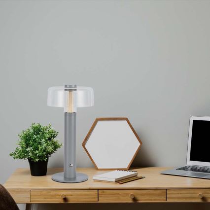 LED Επιτραπέζιο Φωτιστικό Αφής με Ρύθμιση Φωτεινότητας, Επαναφορτιζόμενο LED/1W/5V 3000K 1800 mAh, Γκρι