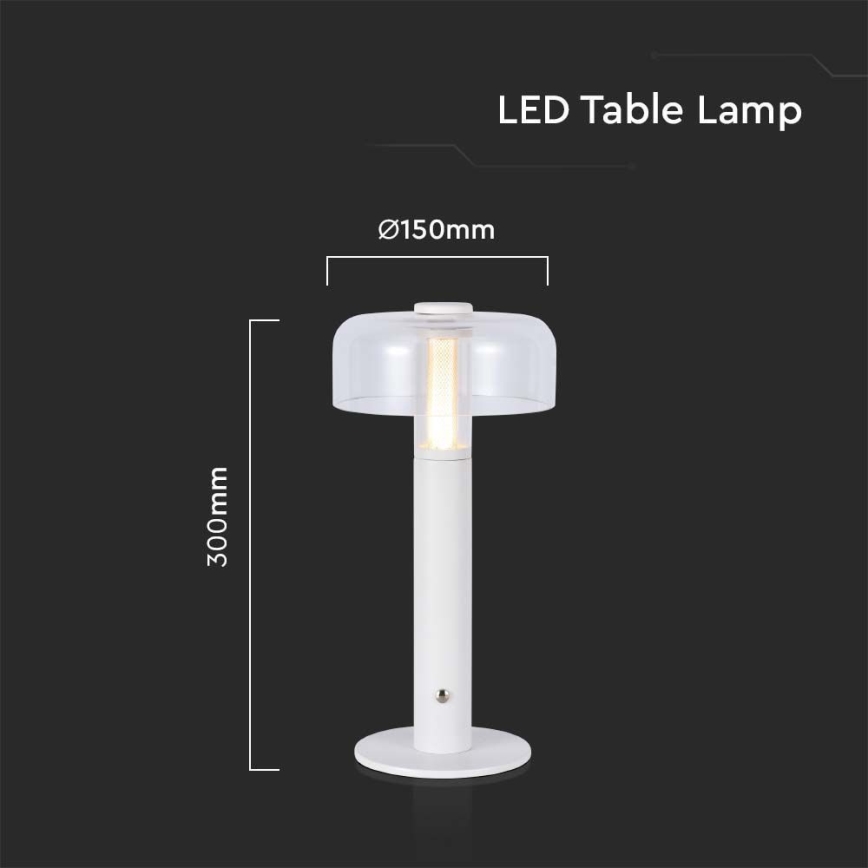 LED Επιτραπέζιο Φωτιστικό Αφής με Ρύθμιση Φωτεινότητας, Επαναφορτιζόμενο LED/1W/5V 3000K 1800 mAh Λευκό