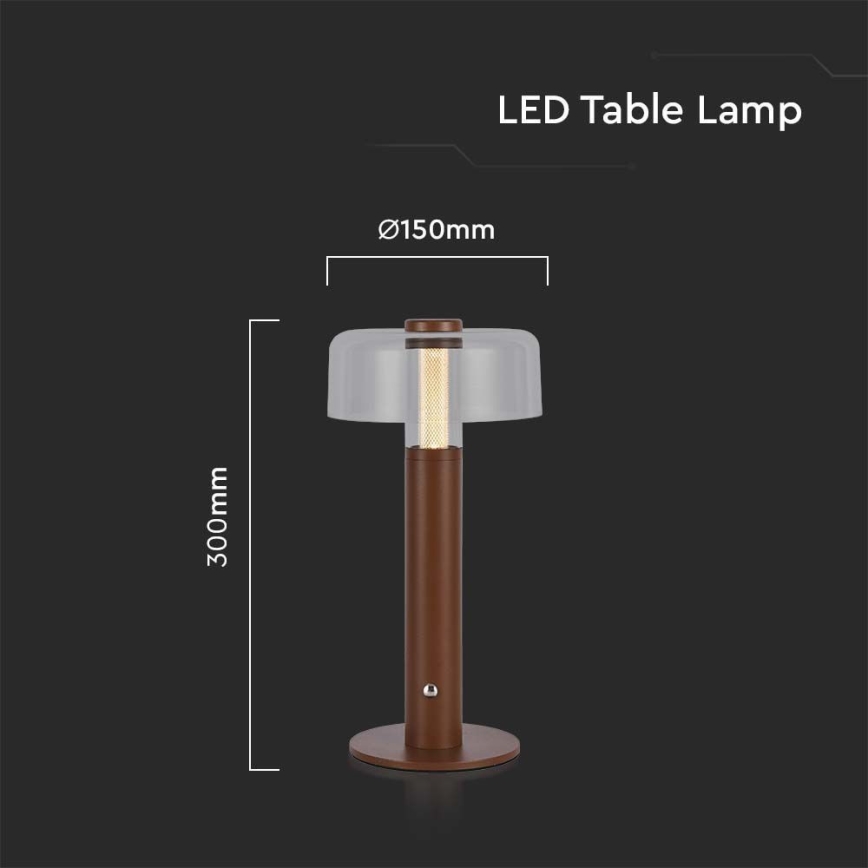 LED Ρυθμιζόμενο επαναφορτιζόμενο επιτραπέζιο φωτιστικό αφής LED/1W/5V 3000K 1800 mAh καφέ