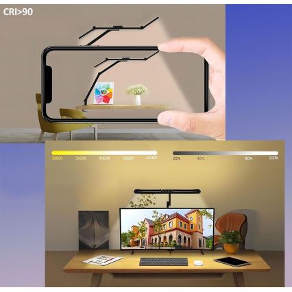 LED Ρυθμιζόμενο αφής ευέλικτο επιτραπέζιο φωτιστικό LED/24W/230V 3000-6500K CRI 92 μαύρο