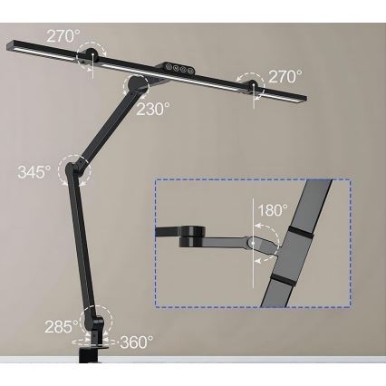 LED Ρυθμιζόμενο αφής ευέλικτο επιτραπέζιο φωτιστικό LED/24W/230V 3000-6500K CRI 92 μαύρο