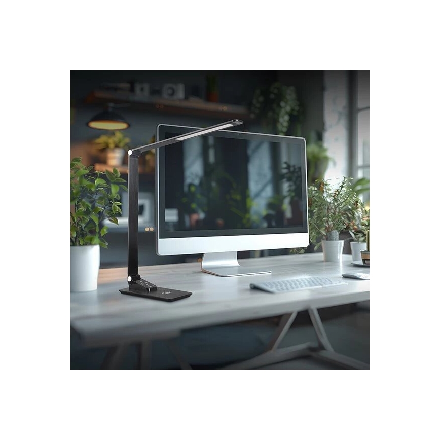 Ρυθμιζόμενο LED επιτραπέζιο φωτιστικό με USB LED/7W/230V 3000K/4000K/5500K μαύρο