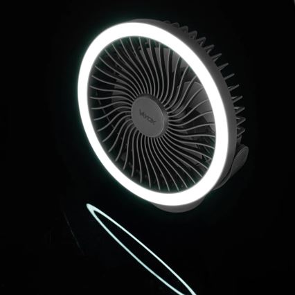 Φορητός επιτραπέζιος ανεμιστήρας με LED φωτισμό LED/3W/5V USB 2400 mAh γκρι