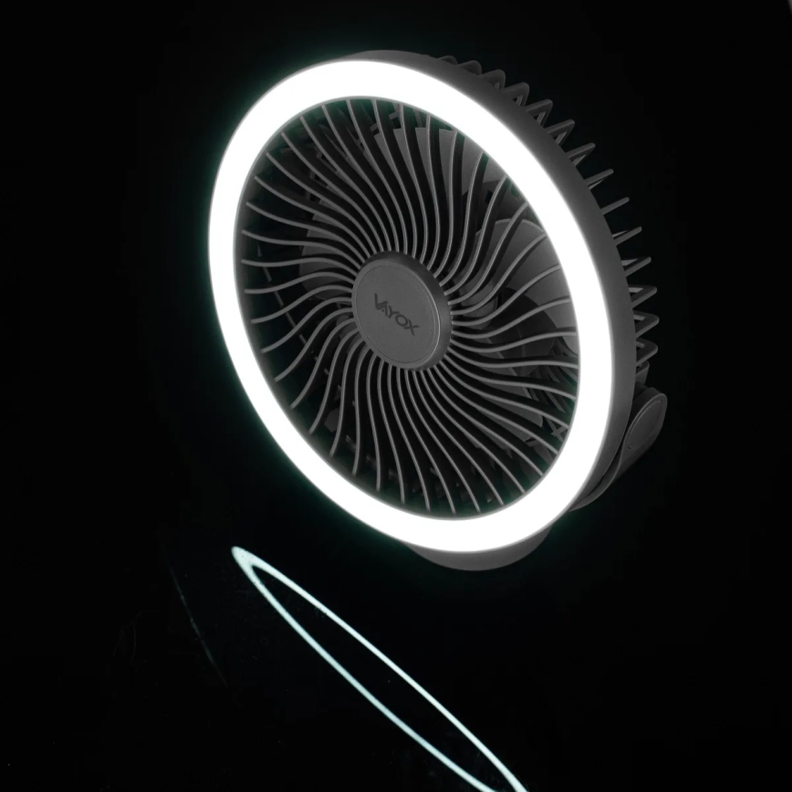 Φορητός επιτραπέζιος ανεμιστήρας με LED φωτισμό LED/3W/5V USB 2400 mAh γκρι
