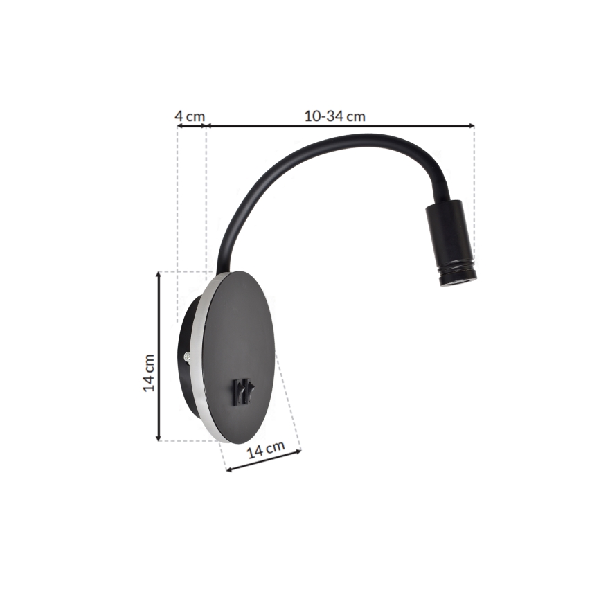 Ευέλικτο επιτοίχιο φωτιστικό LED BASE 1xLED/8W+1xLED/2W/230V μαύρο/ασημί