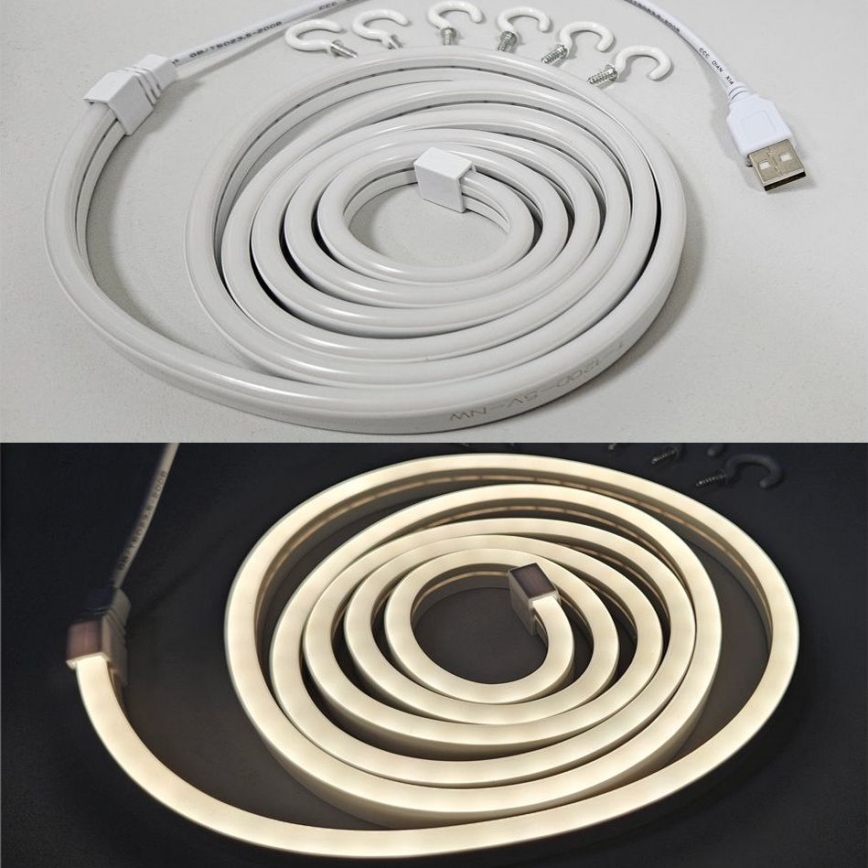 LED Εύκαμπτη ταινία NEON LED/5V USB 1,8 m λευκό