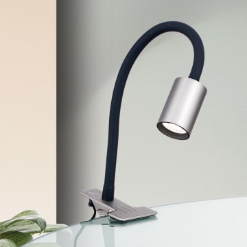 LED Εύκαμπτο Επιτραπέζιο φωτιστικό με κλιπ KURT LED/5W/230V ασημί
