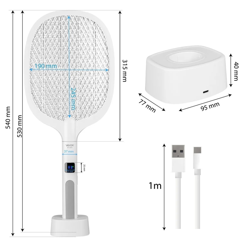 LED Ηλεκτρική παγίδα εντόμων 2 σε 1 με οθόνη LCD 1200 mAh/5V λευκό