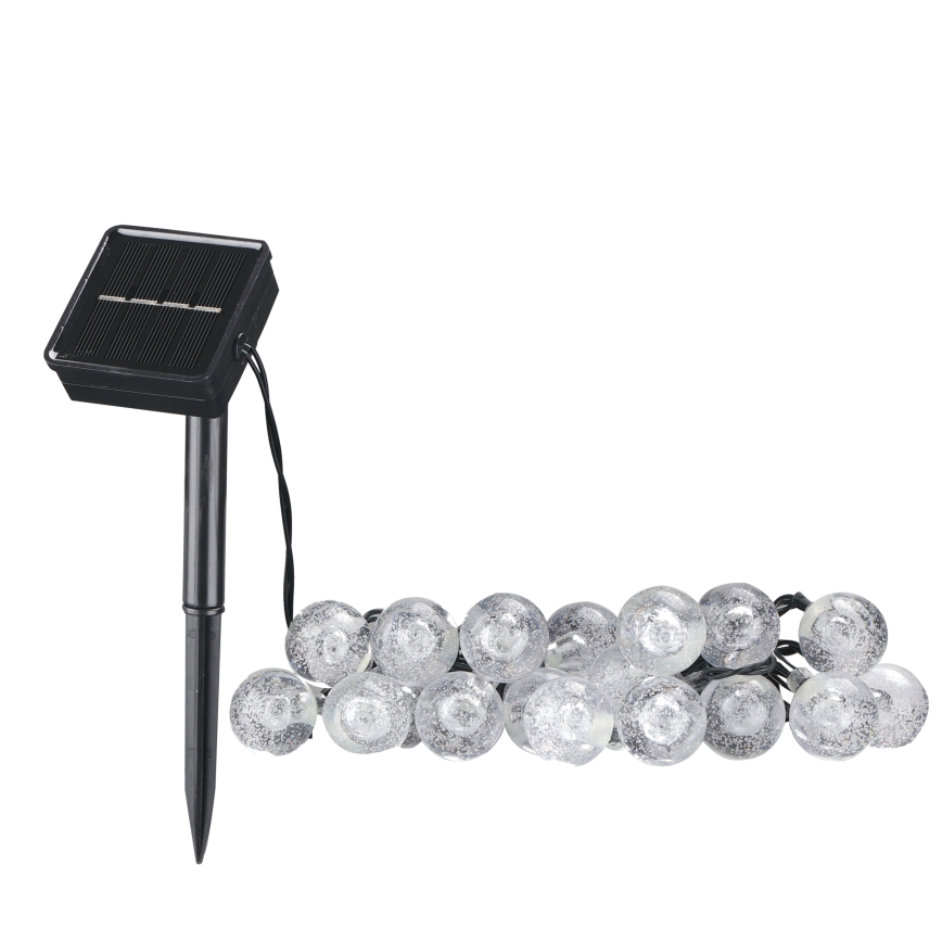LED Ηλιακά διακοσμητικά λαμπάκια BUBBLE GLASS 20xLED/8 λειτουργίες 4,85 m 600 mAh IP44 θερμό λευκό