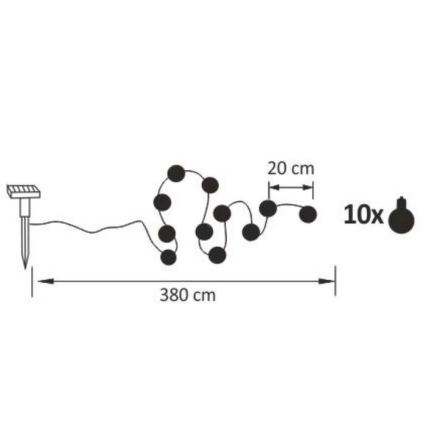 LED Ηλιακά διακοσμητικά λαμπάκια LED/1,2V 300 mAh 3,8 m IP44