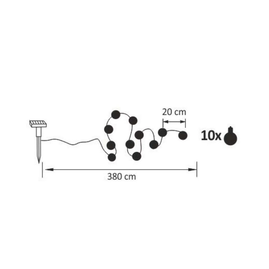 LED Ηλιακά διακοσμητικά λαμπάκια LED/1,2V 300 mAh 3,8 m IP44